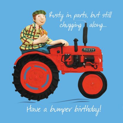 Chugging along male farmer birthday card